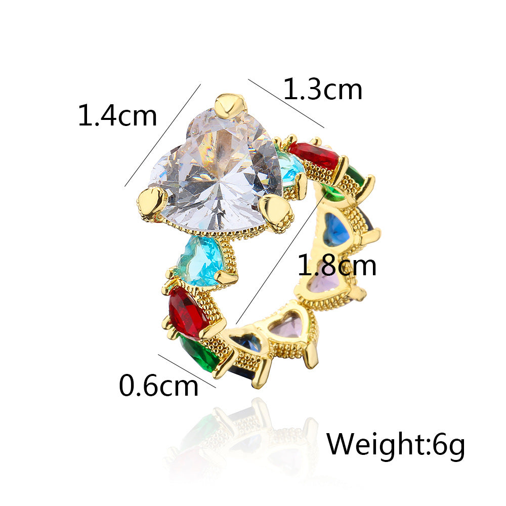 Golden Heart & Iris Shape Full Stones Ring