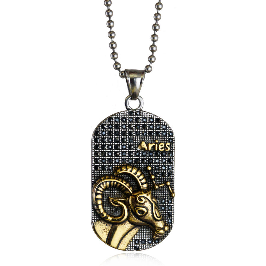 Mens Zodiac 3D Astrology Sign Design Necklace