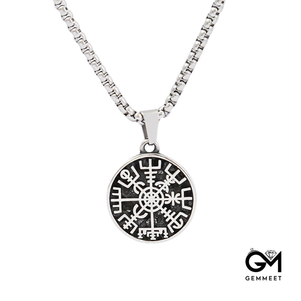 Stainless Steel Compass Round Necklace