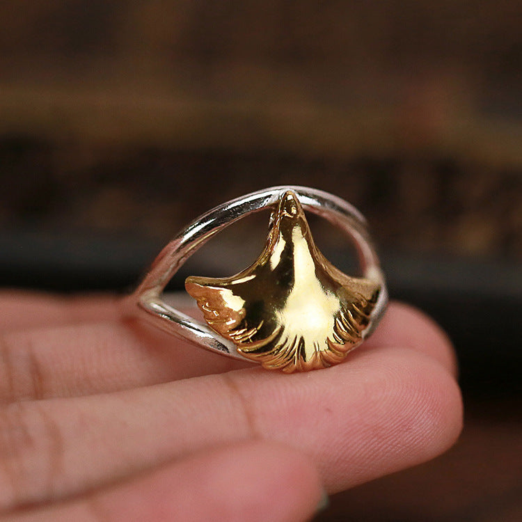 Vintage Men's Golden Eagle Head Ring