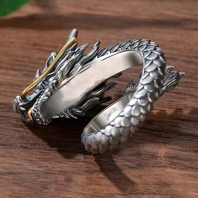 Vintage Men's Head Of Dragon Ring