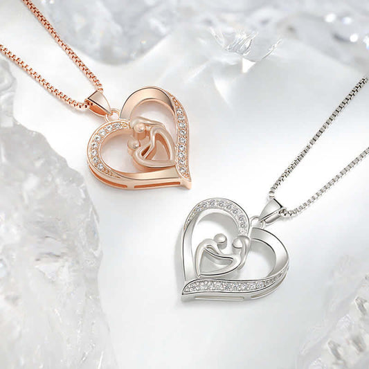 Women's Mom And Child Heart Bond Necklace