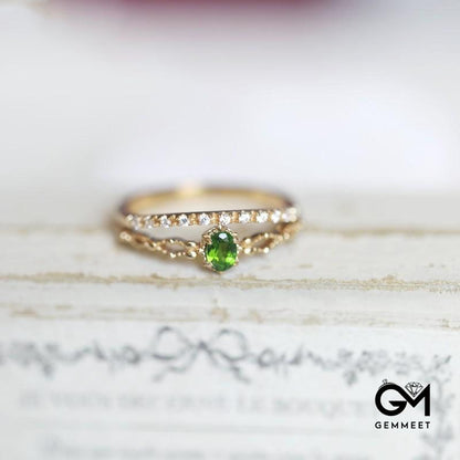 Radiant Goddess Green Zircon Multi-layer Ring