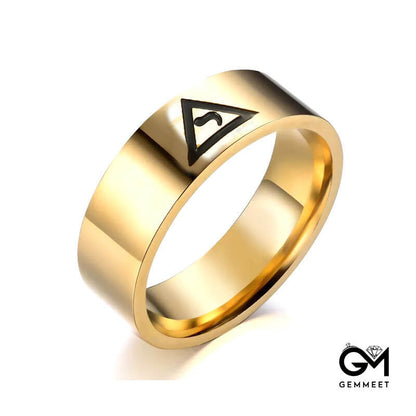 Stainless Steel Triangle Logo Ring for Men