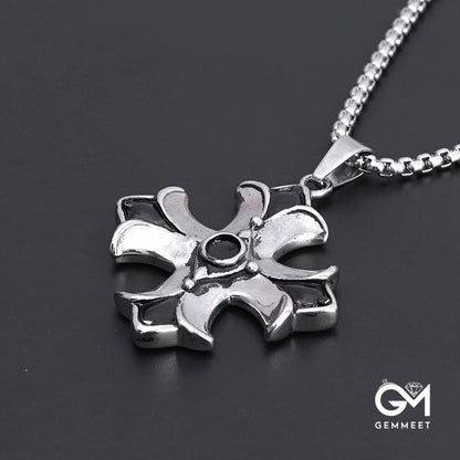 Stainless Steel Simple Flower Cross Necklace