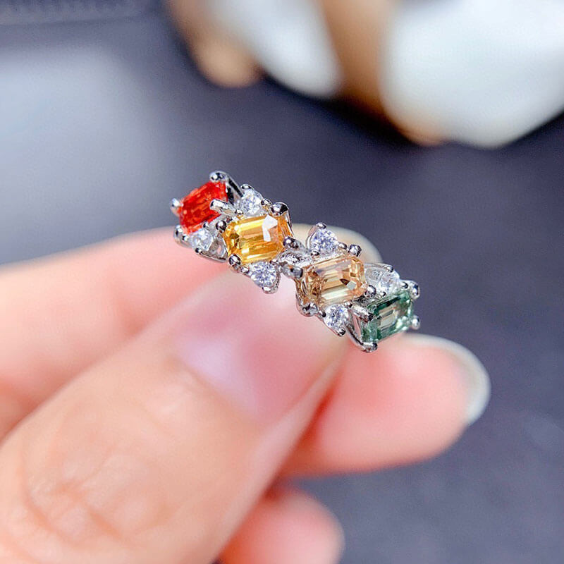 Imitation Natural Colorful Tourmaline Open Ring Bar Ring Tail Ring Wedding Ring