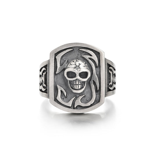 Sterling Silver Shield Skull Pattern Rings