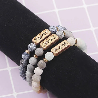 Natural Gemstone Strengthful Engraving Bracelet