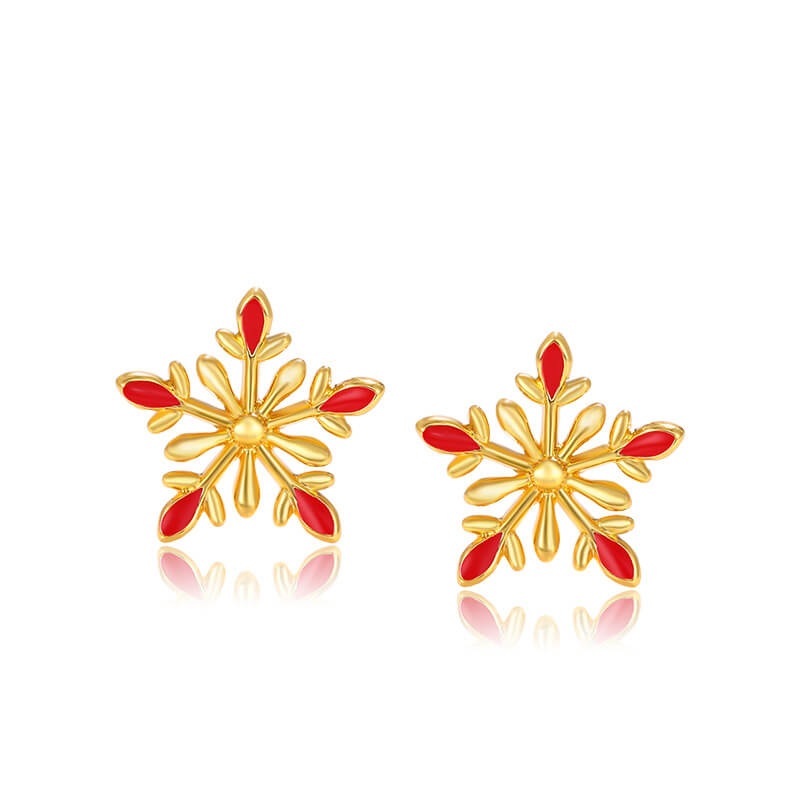 Christmas Enamel Colorful Snowflake Stud Earrings