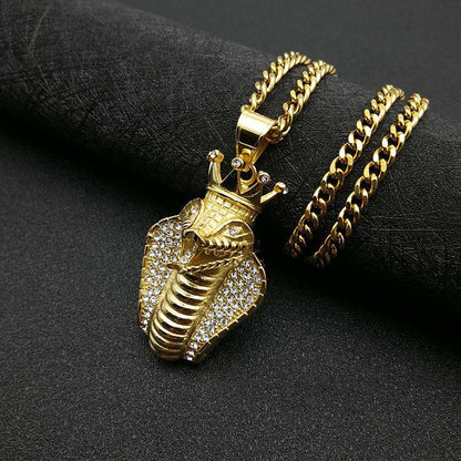 Hiphop Jewelry Gold-plated Inlaid Zircon Cobra Pendant