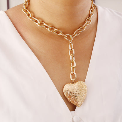 Geometric Metal Chain Exaggerated Heart Necklace