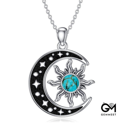 Turquoise Moon Sun Pendant Necklace