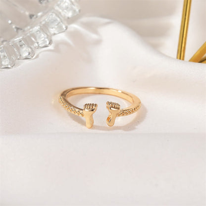 Cute Baby Feet Shape Adjustable Ring