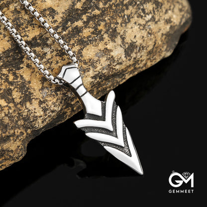 Titanium Steel Triangle Spear Viking Arrow Necklace