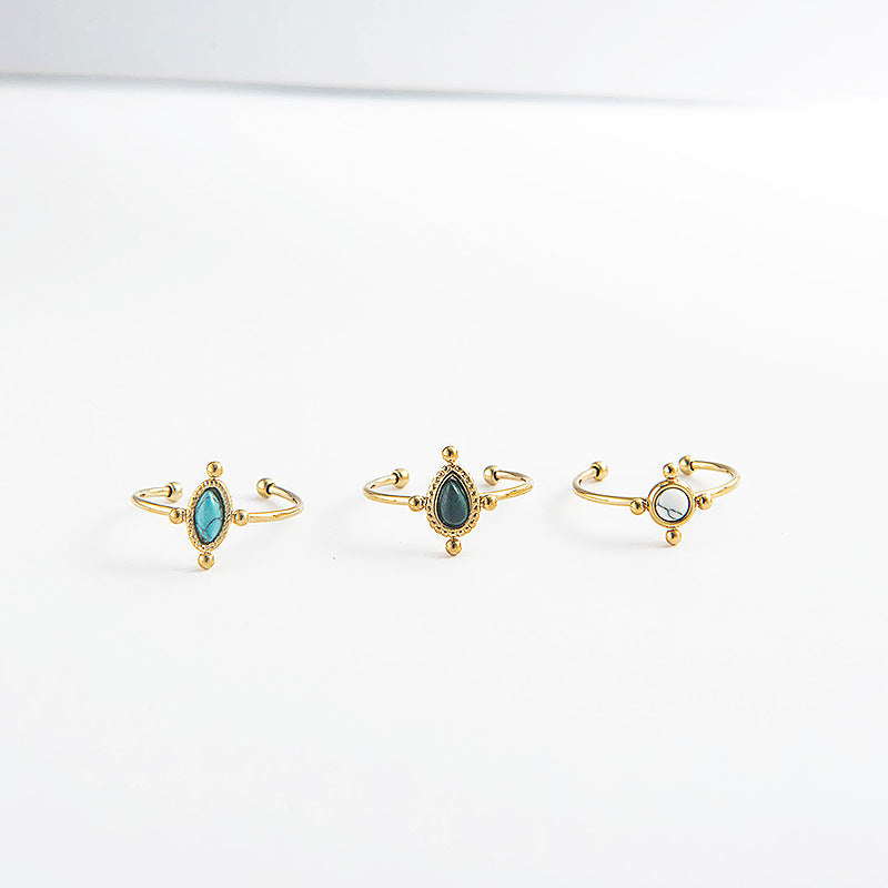 Cute Minimalism French Style Turquoise Ring