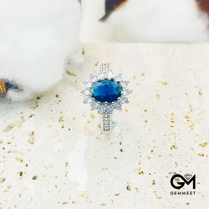 Simple and Generous Blue Zircon Engagement Ring