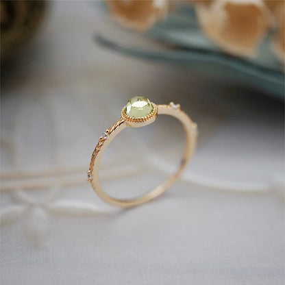 Natural Round Cut Green Peridot Ring