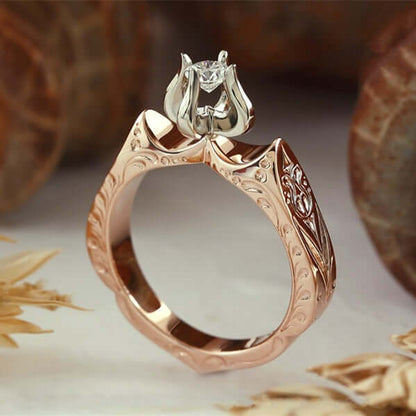 Rosegold Rose Flower Retro Ring