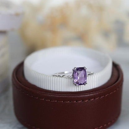 Amethyst Sugar Cube Wave Design Ring