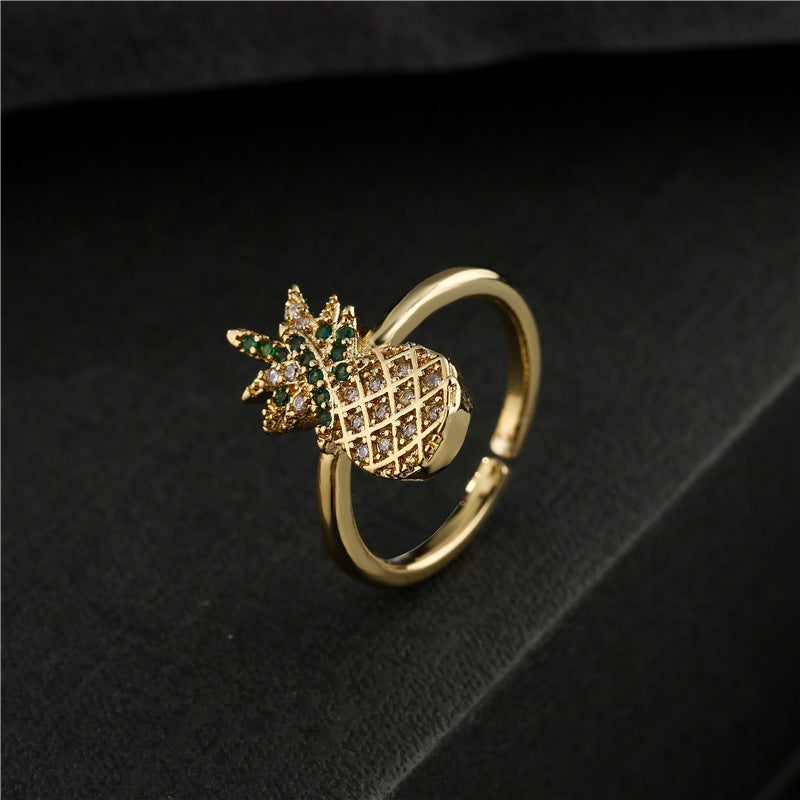 Pineapple Shape Full Stones Ring