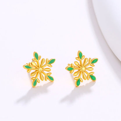 Christmas Enamel Colorful Snowflake Stud Earrings