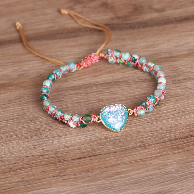 Heart-Shaped Double Woven Turquoise Bracelet