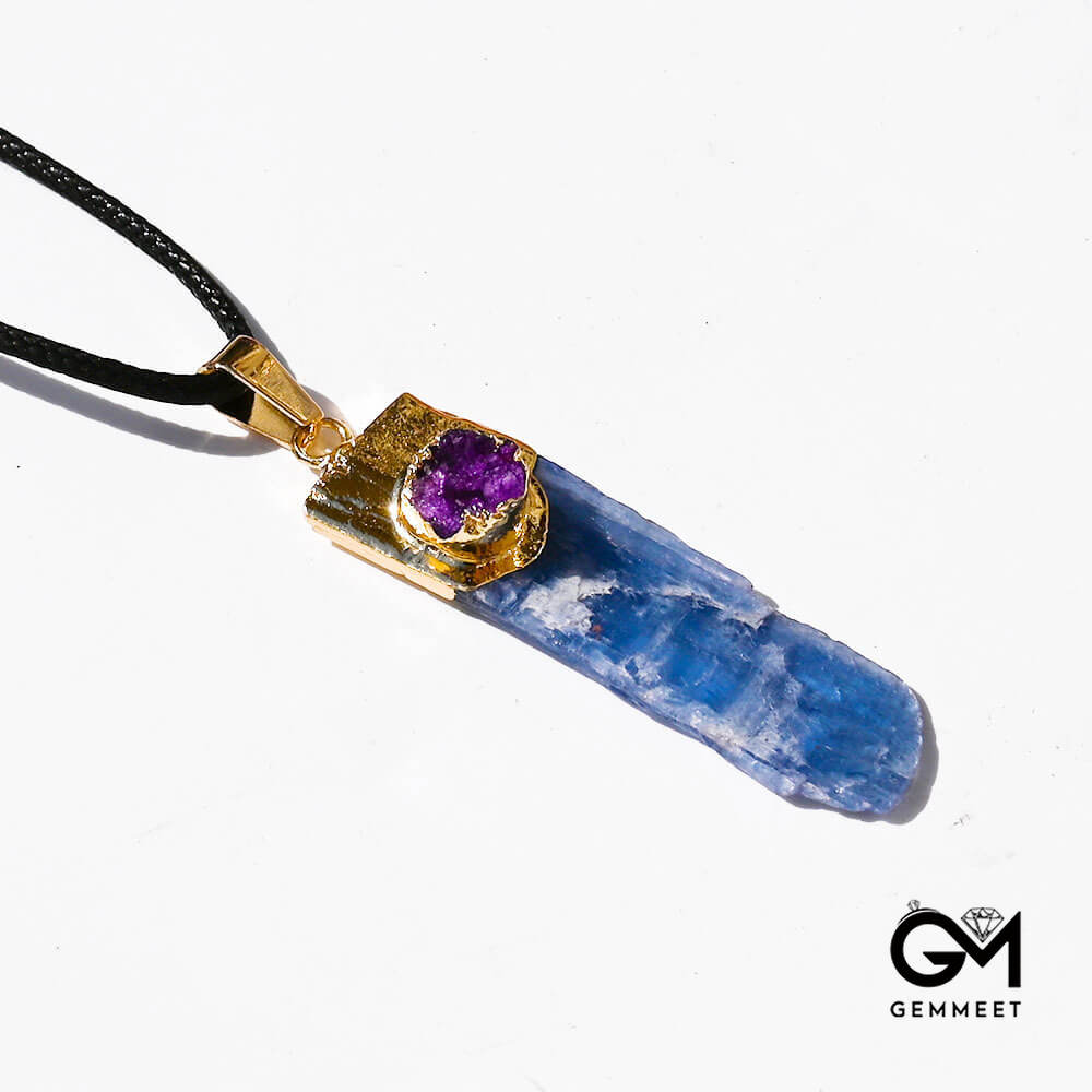 Cyanite Set with Amethyst Pendant Necklace