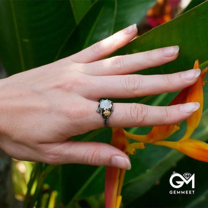 Moonstone Rose Orgone Ring