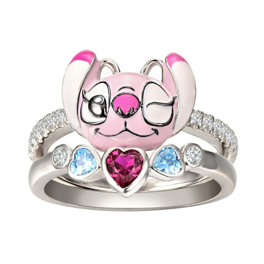 Two Pieces Cute Cartoon Colourful Zircon Ring