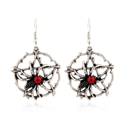 Halloween Animal Earrings Vintage Alloy Zirconia Spider Earrings