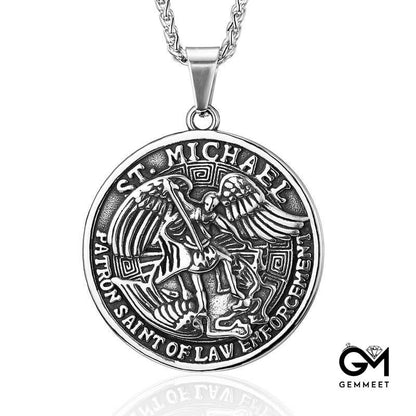 Men's Titanium Steel Greek Angel Necklace