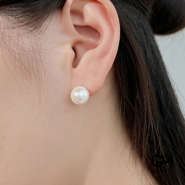 White Simple Design Exquisite 10MM Pearl Earrings