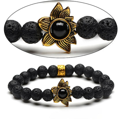 Lava Stone Lotus Bracelet