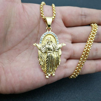 Hip Hop Jewelry Gold Plated Zirconia Jesus Pendant