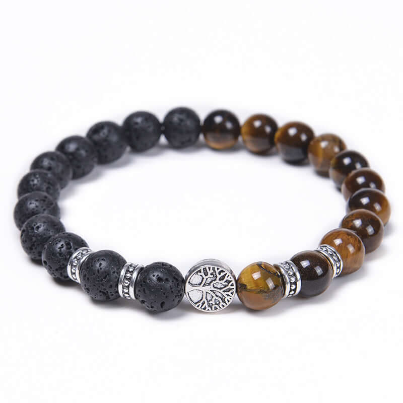 Tiger Eye With Tree Of Life Bracelet