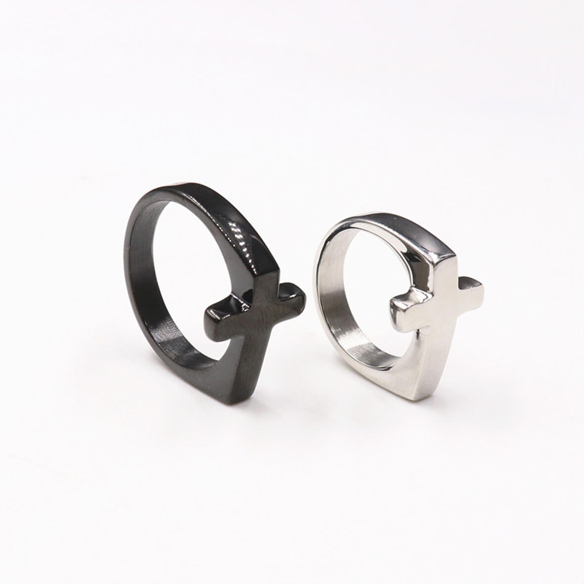 Fine Polished Cross Stainless Steel Ring