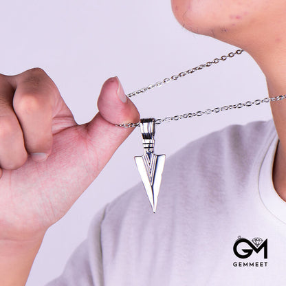 Stainless Steel Cast Arrow Triangle Spearhead Necklace