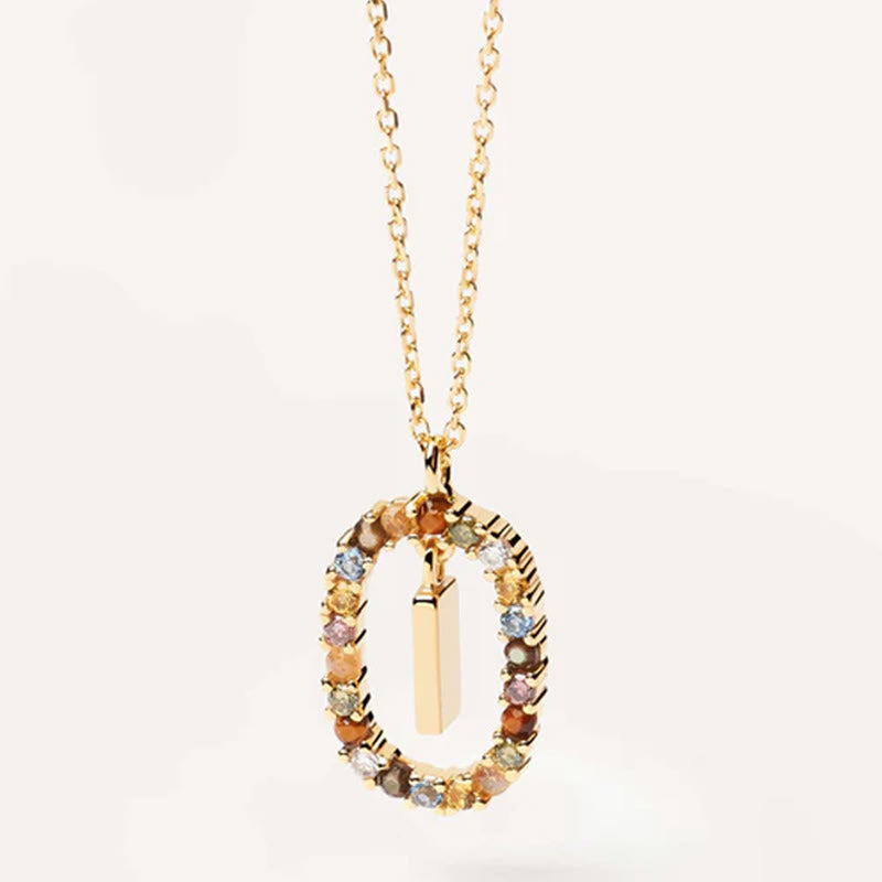 INITIAL LETTER Colourful Zircon Necklace