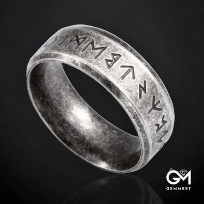 Vintage Norse Viking Rune Script Titanium Steel Ring