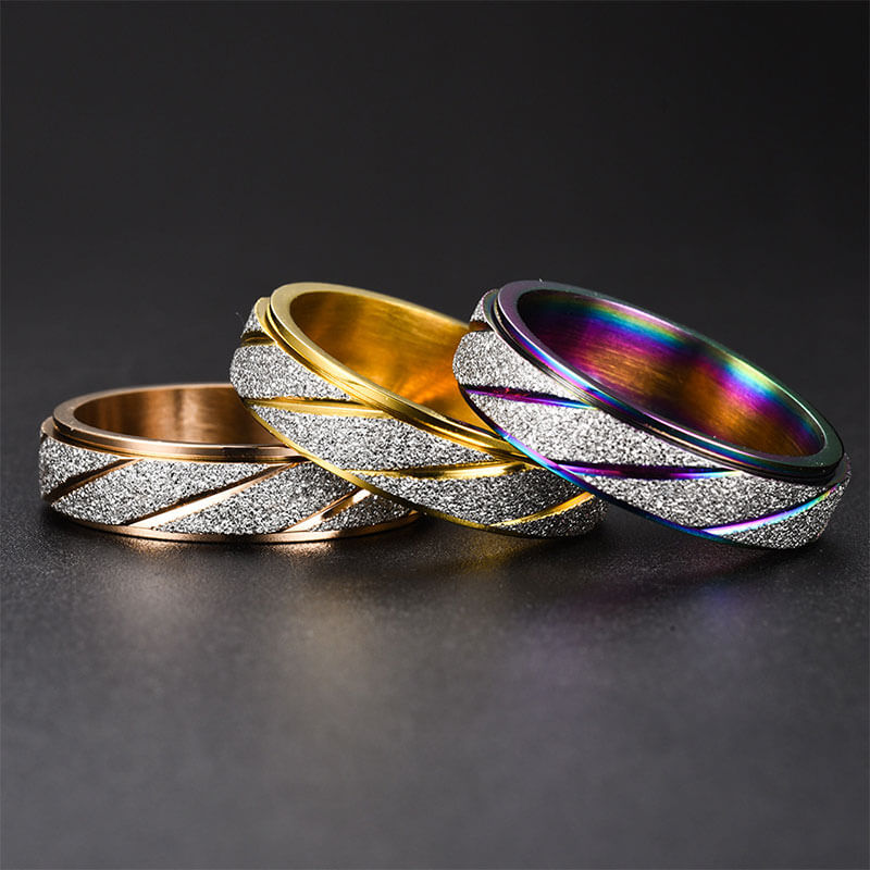 Colored Minimalism Texture Rotatable Ring