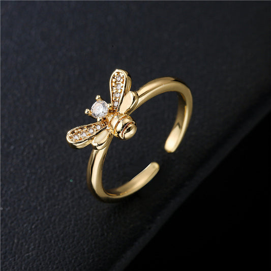 Simple Golden Cute Bee Ring