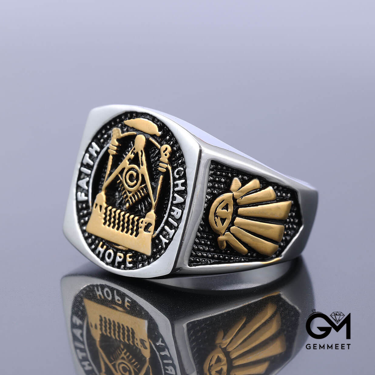 Stainless Steel AG Masonic Ring