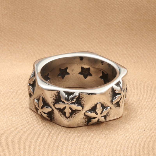 Polygonal Five-pointed Star Retro Trendy Men's Ring