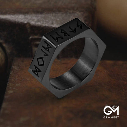 Simple Personality Hexagonal Nut Men's Ring