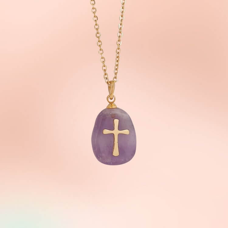 “Faith and Love" - Natural Crystal With Cross Necklace