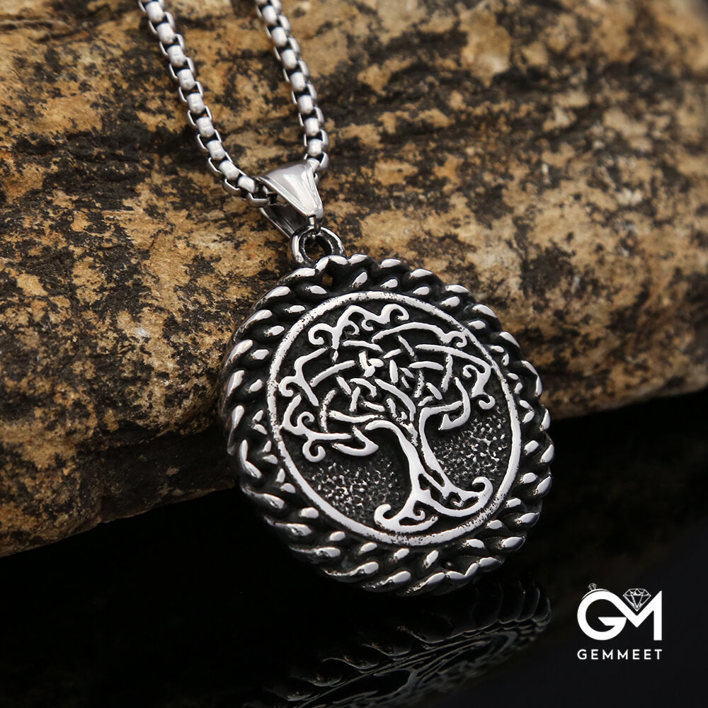 Vintage Stainless Steel Tree of Life Necklace