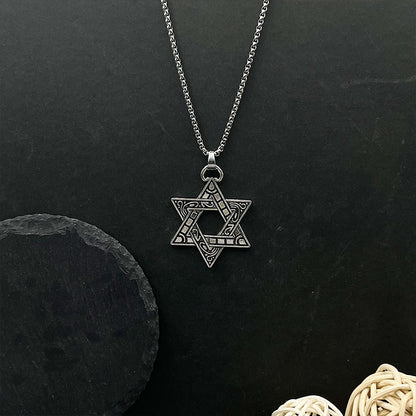 Stainless Steel Double-sided Hexagram Star Necklace