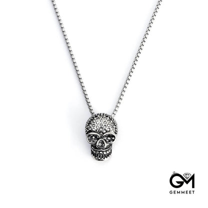 Stainless Steel Skull Zircon Necklace