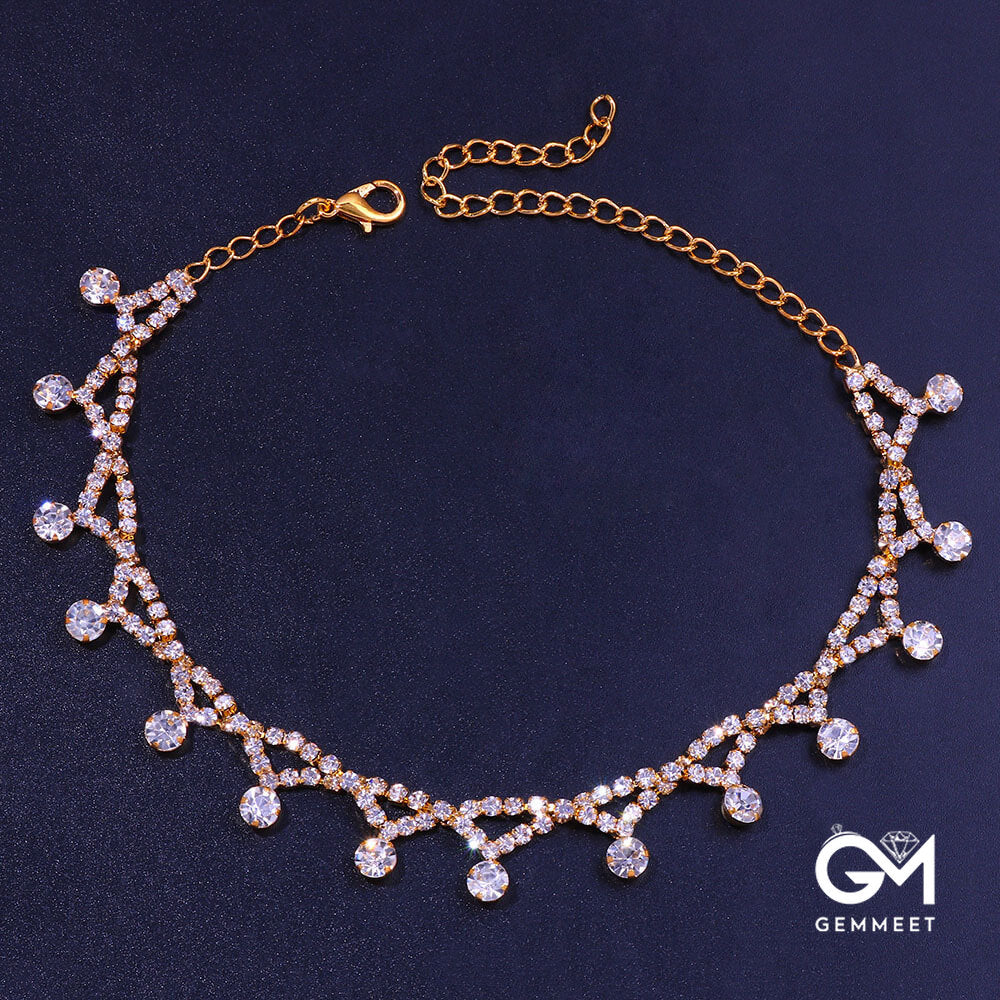 Fashion Cross Small Zircon Anklet