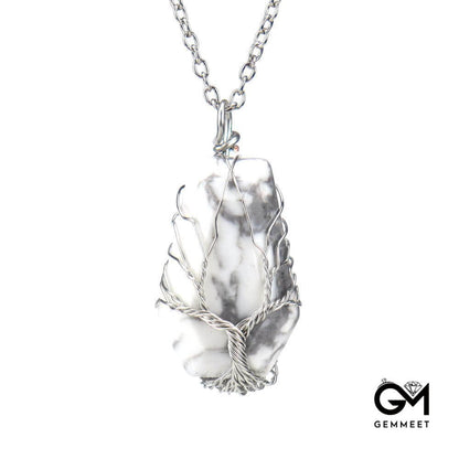 Crystal Octahedral Tree of Life Necklace